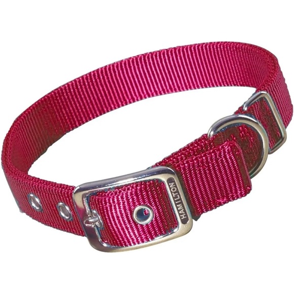 HAMILTON Single-Thick Nylon Deluxe Dog Collar AND PetLit Light 20" x 3/4" Pink - Picture 2 of 6